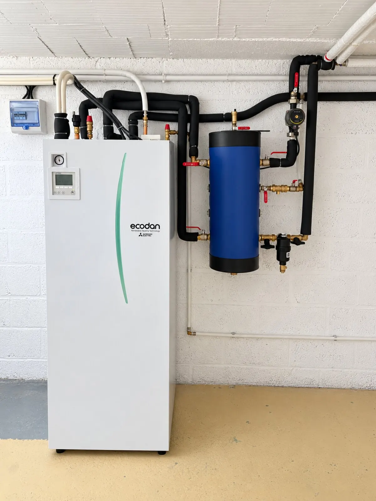 Module intérieur de pompe à chaleur air-eau (Mitsubishi Ecodan) installé par FDHE